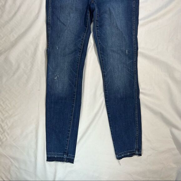 Madewell 10" High-Rise Skinny Jeans: Drop-Hem Edition Button Fly Blue Washed 25 - Picture 4 of 10